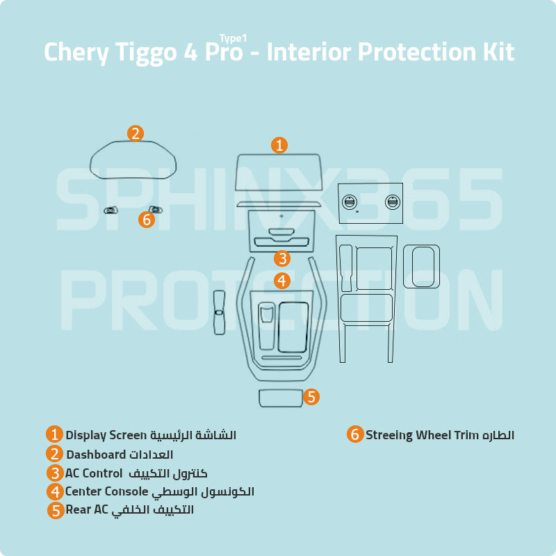 طقم حماية داخلية Chery Tiggo 4 Pro موديلات 2022-2026