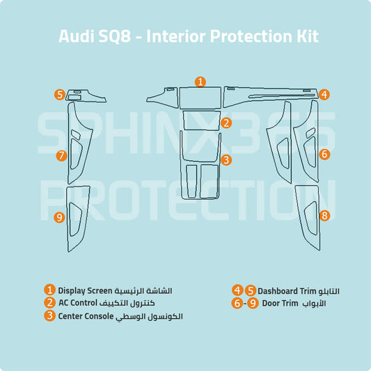 Audi SQ8 2026-2020 Interior Protection Kit | Pre-cut Film