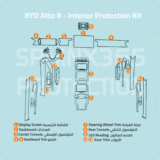 BYD Atto 8 2025 Interior Protection Kit | Pre-cut Film