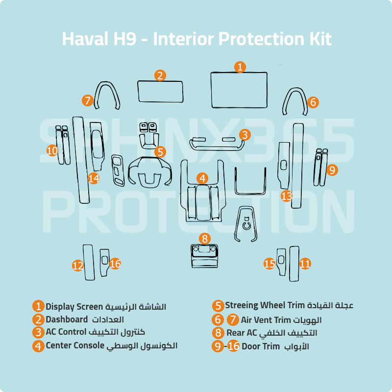 طقم الحماية الداخلية لسيارة هافال H9 موديل 2024
