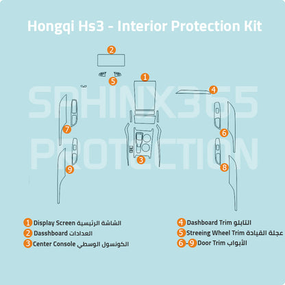 Hongqi HS3 2027-2024 Interior Protection Kit | Pre-cut Film