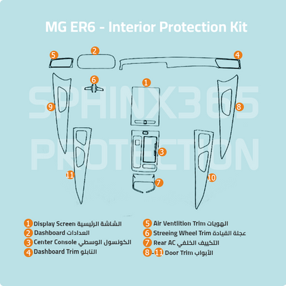MG ER6 2021 Interior Protection Kit | Pre-cut Film