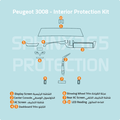 طقم الحماية الداخلية لسيارة Peugeot 3008 موديلات 2025-2026