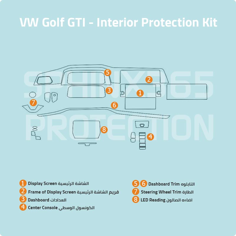 كيت الحماية الداخلية فولكس فاجن جولف GTI Type2 2021-2022