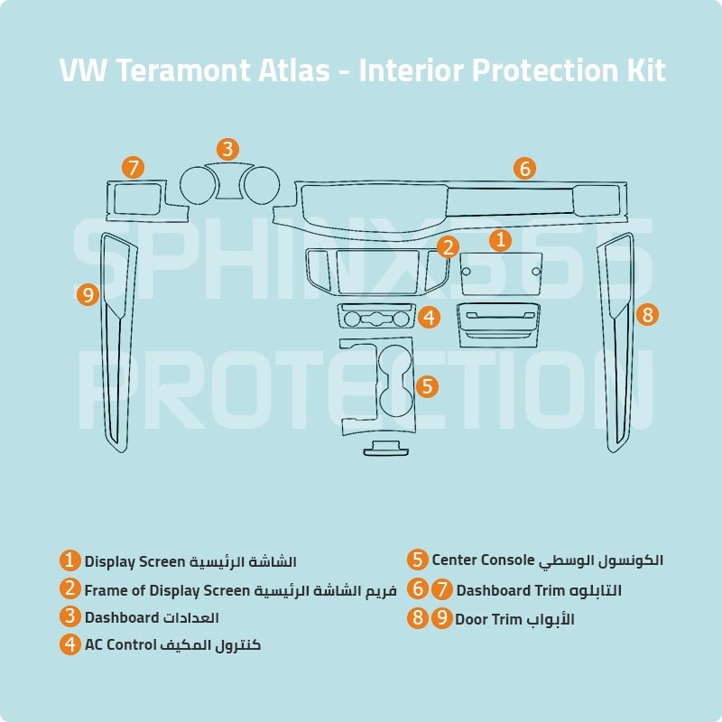 Volkswagen Teramont Atlas Interior Protection Kit 2018-2023