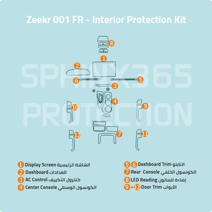 Zeekr 001 FR 2024 Interior Protection Kit| Pre-cut Film