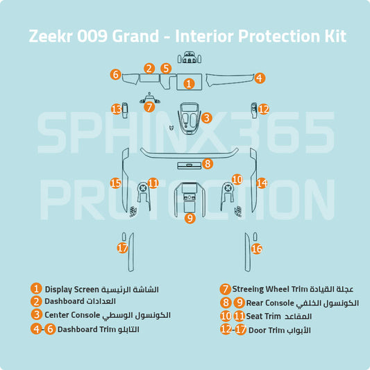 Zeekr 009 Grand 2024 Interior Protection Kit| Pre-cut Film