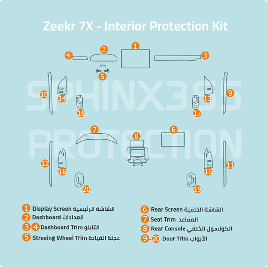 Zeekr 7X 2026-2024 Interior Protection Kit| Pre-cut Film