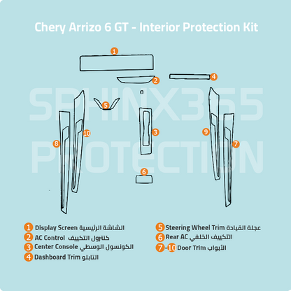 طقم حماية داخلية لسيارة Chery Arrizo 6 GT  موديلات 2023-2026