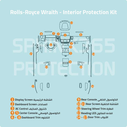 كيت الحماية الداخلية  رولز رويس رايث 2024-2014